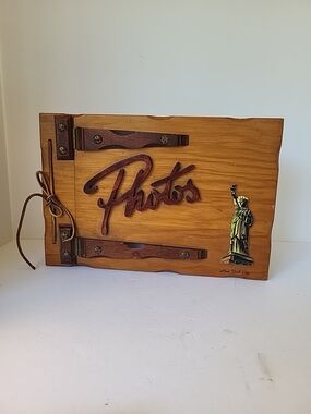 1940-50s Vintage Wood New York 'Photos' Album Unused Vintage Condition